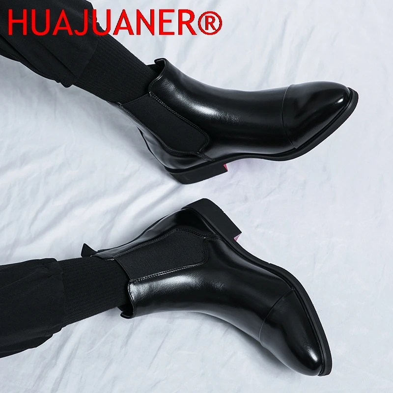British Style Men's Black Chelsea Boots Women's Genuine Leather Red Sole Boots Cover Toe Flat Sole Boots Outdoor Casual Shoes view 4