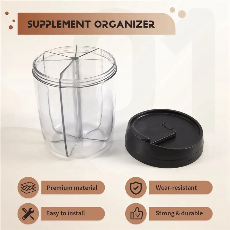 【ELECTRONIC-ACCESSORIES】2X 6 Grids Large Pill Cup Bottle Organizer Supplement Organizer For Holding 7 Various Vitamins Travel Pi