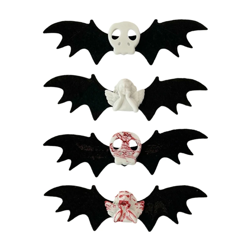 Gothic Angel Bat Duckbill Clip Skull Bat Hair Grips Trendy Hair Side Clips Decorative Halloween Hair Barrettes