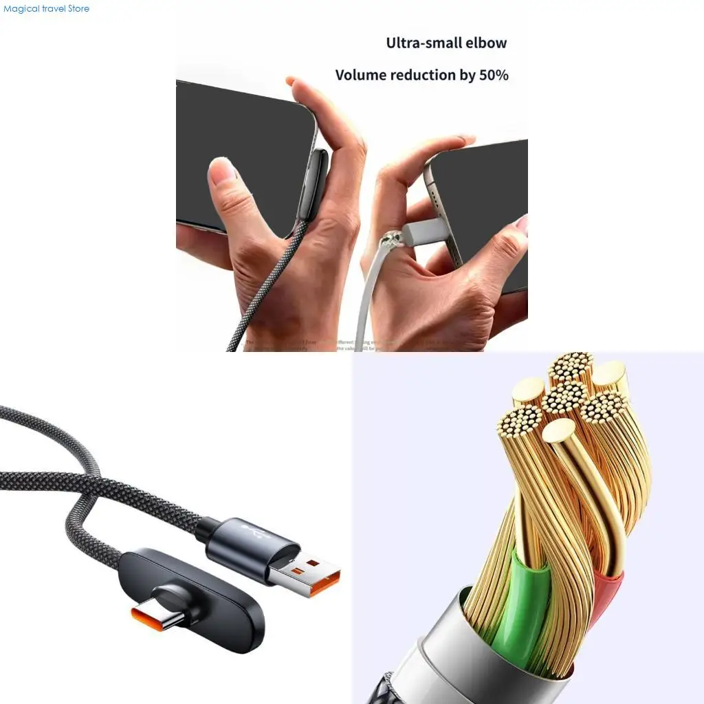 N2UB 100W USB Braided Fast Charging Cable With L Connectors For Mobile Gaming And Fast Speed Data Syncs