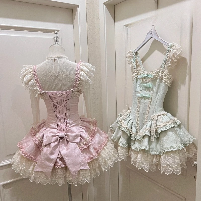 Ballet‑Style Sweet Lolita Puffy JSK Fishbone Dress, Sleeveless Princess Gown for Girls Summer Birthday Cosplay Party Dress‑up