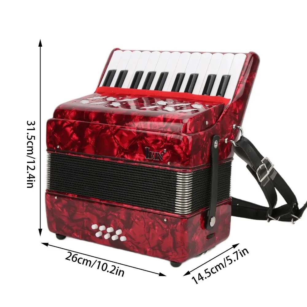 IRIN Accordion Piano 8 Bass 22 Key Playing Musical Instruments for Children Beginner Beginner Accordion AR-80 Red Accordion