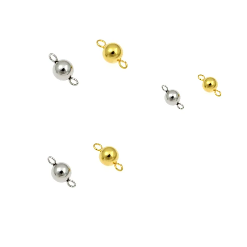 30pcs Stainless Steel Bracelet Connectors Beads Lot  3 4 5 6mm Gold Color Loose Spacer Beads For Necklace Diy Jewelry Making
