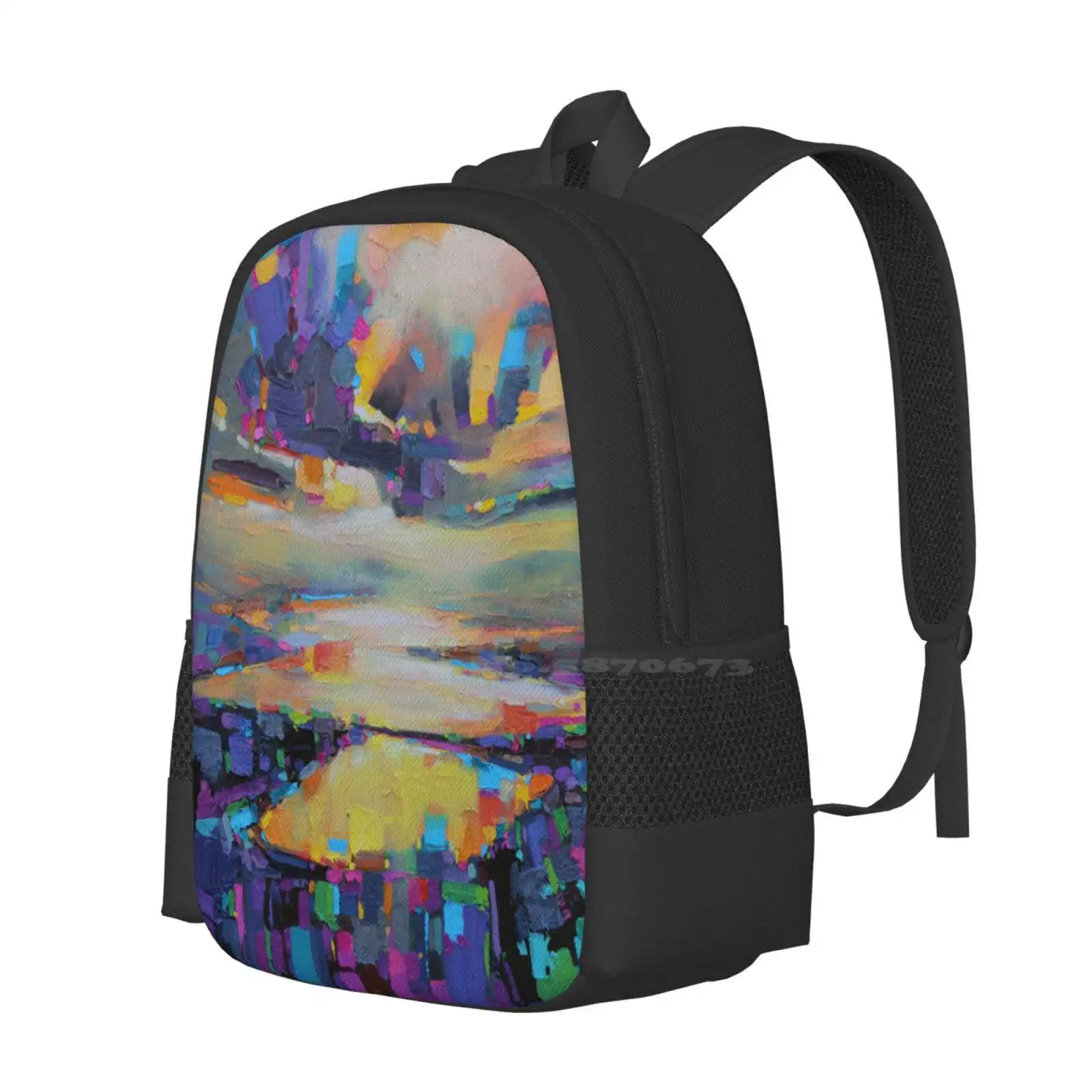 Loch Garry Transition Hot Sale Schoolbag Backpack Fashion Bags Oil Sky Landscape Seascape Scottish Scotland Sunset Warm Cloud