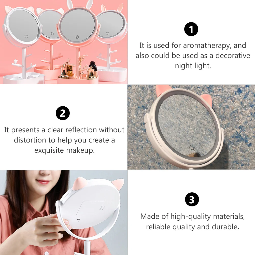 

Smart Dimming LED Makeup Mirror 360 Swivel Vanity Desktop Mirror Clear Hd Reflection Storage Function Bedroom Dressing Table