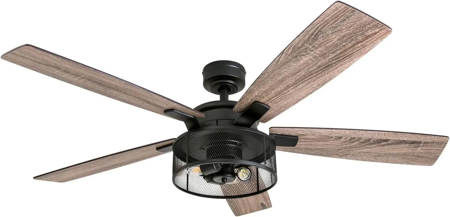 

Ceiling Fans Carnegie, 52 Inch Industrial Style Indoor Ceiling Fan with Light, Remote Control, Dual Mounting Options, 5 Dual Fi