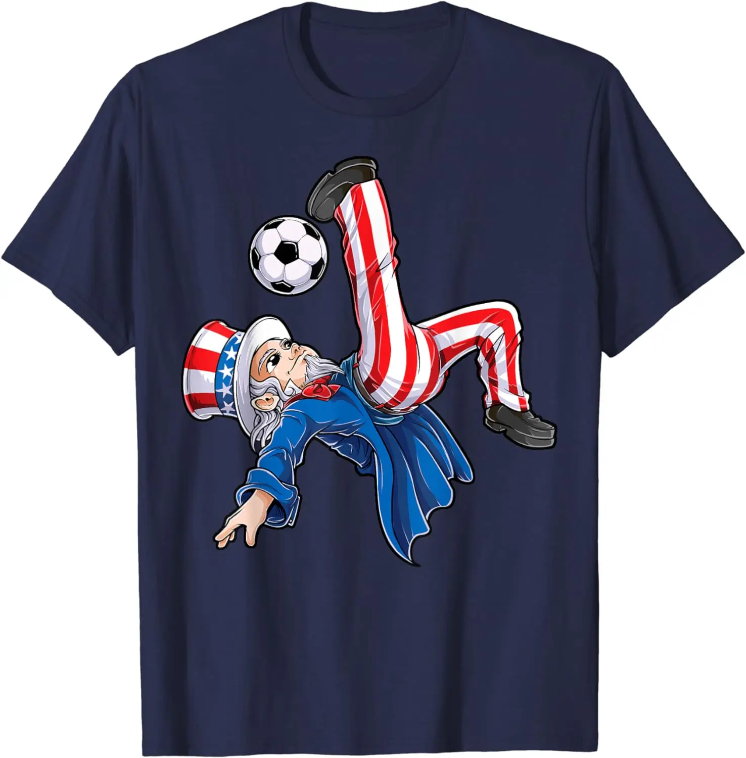 Soccer 4th of July T shirt Kids Boys Uncle Sam American Flag T-Shirt