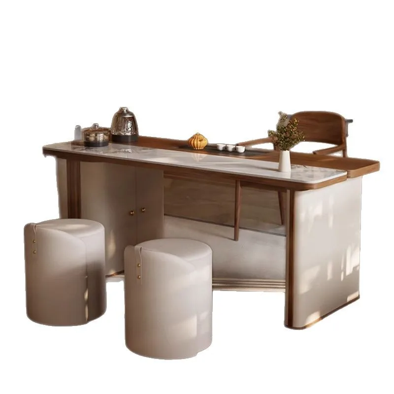 

Light luxury, tea table and chairs, combination, office, solid wood, tea table, modern, simple
