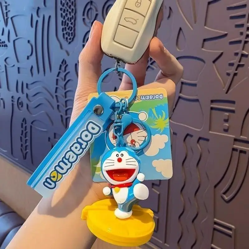 Genuine Horse Riding Doraemon Daily Time Series Keychain Couple Car Key Decoration Pendant Schoolbag Hanging Doll Birthday Gift