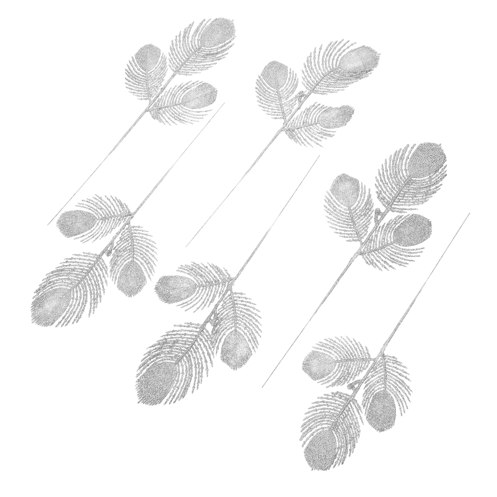 6 Pcs Christmas Leaf Pendant Ornament Decorative Leaves Xmas DIY Decors Simulation Glitter Powder Party Supplies