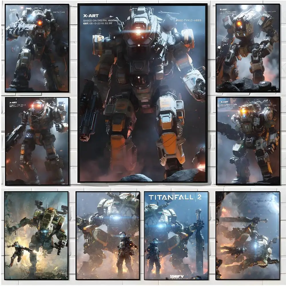 Póster artístico en lienzo T-Titanfall 2, póster artístico HD para decoración del hogar, sala de estar, bar, oficina, resistente al agua
