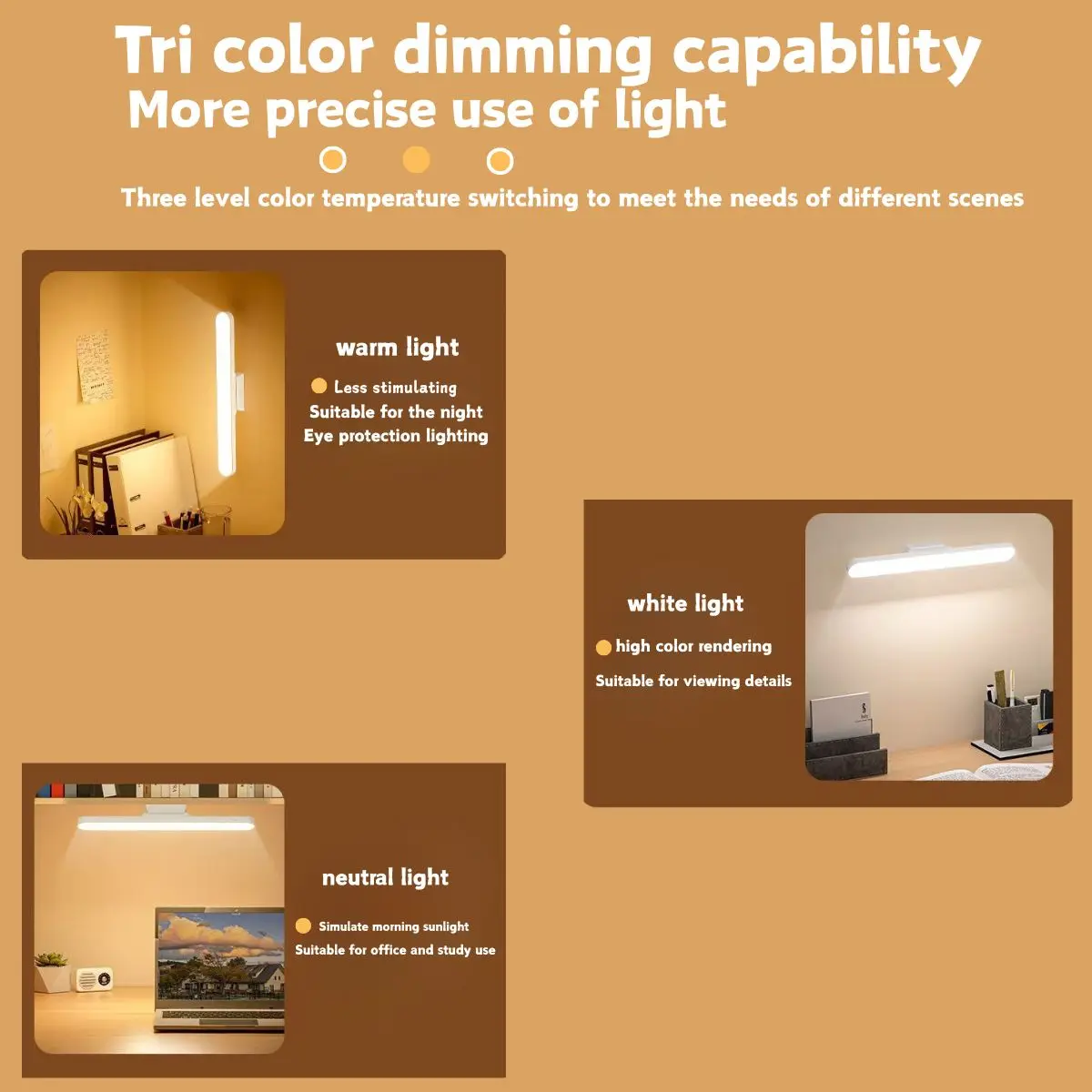 LED 충전식 자석 테이블 램프, 눈 보호 독서등, 기숙사 옷장 및 옷장 램프