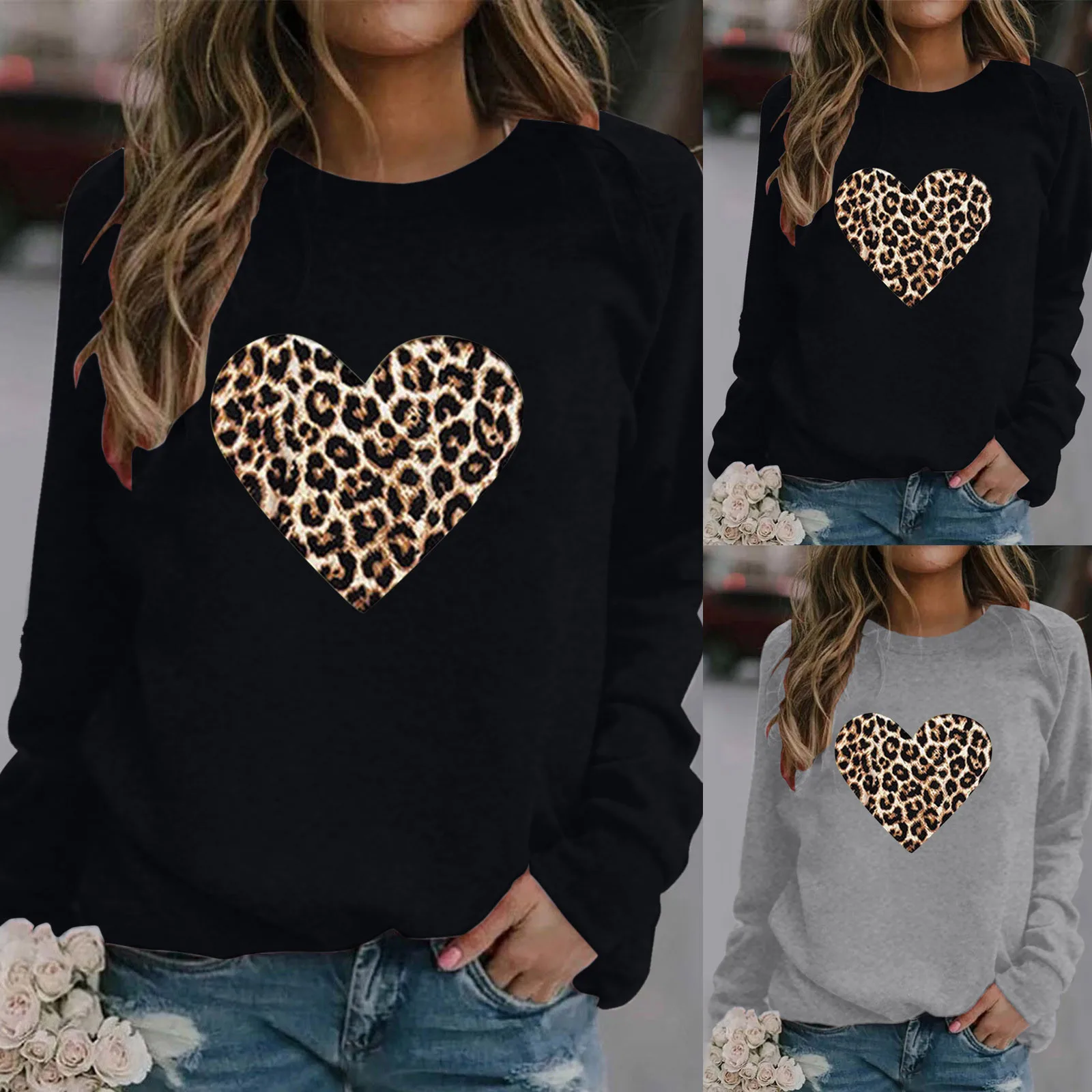 Leopard Print Love Heat Stickers On T-shirt Women Pullover Transfers On Clothes Bag Beautiful Design Patches For Clothing