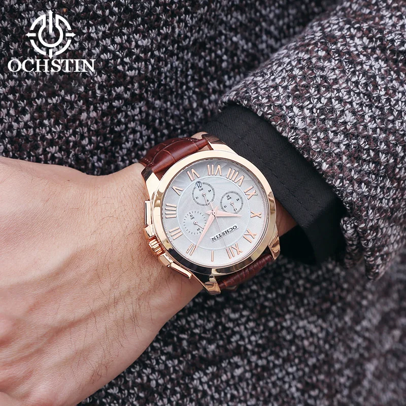 Hot OCHSTIN 2024 Simple Trend Multifunction Automatic Quartz Movement Waterproof Watch Men's Quartz Watch