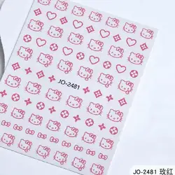 1 Vel Japanse Nagelsticker Hellokitty Cat Head Heart Cartoon Schattige Nagel Sticker Met Zelfklevende Ornamenten