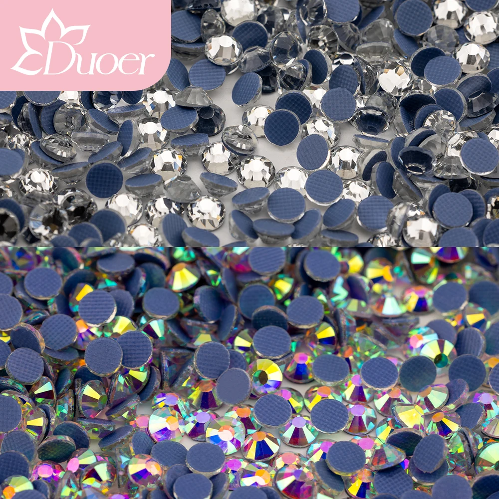 

Оптовая продажа страз DUOER: кристаллы 001 и 055 AB, термоклеевые стразы, высококачественные стеклянные кристаллы, стразы с плоским дном