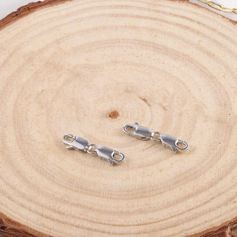 ●2PCS Double Lobster Clasp 10mm, Sterling Silver Clasp Double Claw Clasps Bracelet Necklace Extension Connector