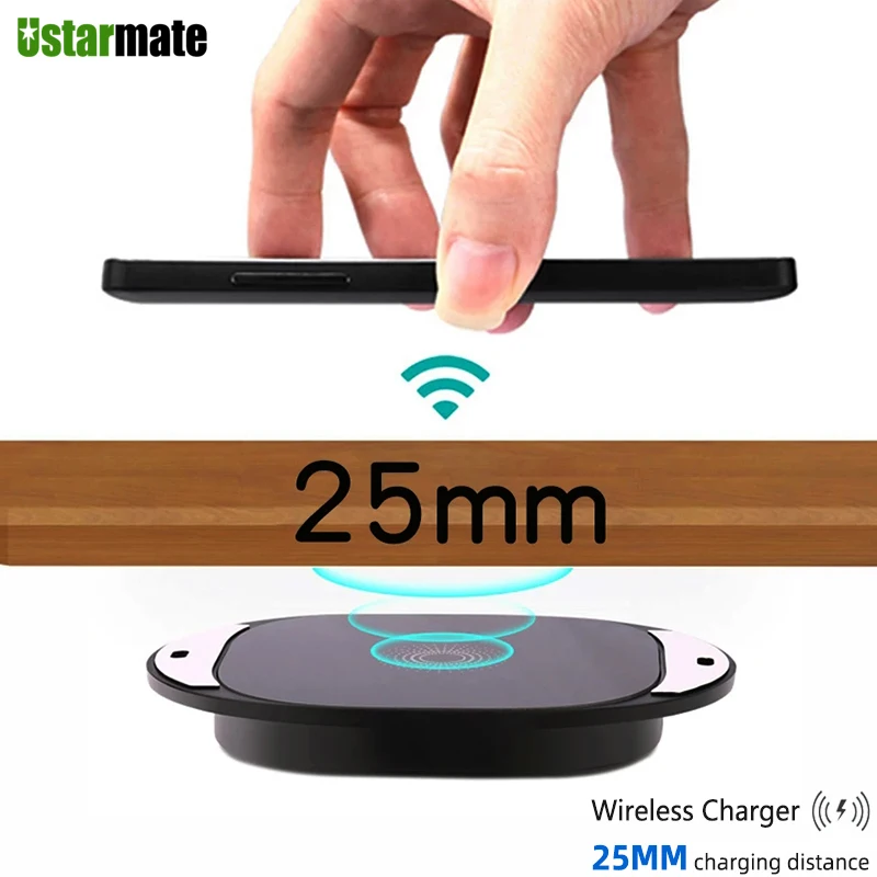 25mm Long Distance Wireless Charger invisible marble desktop furniture table hidden adsorption For iPhone 12 13 Pro Samsung S21