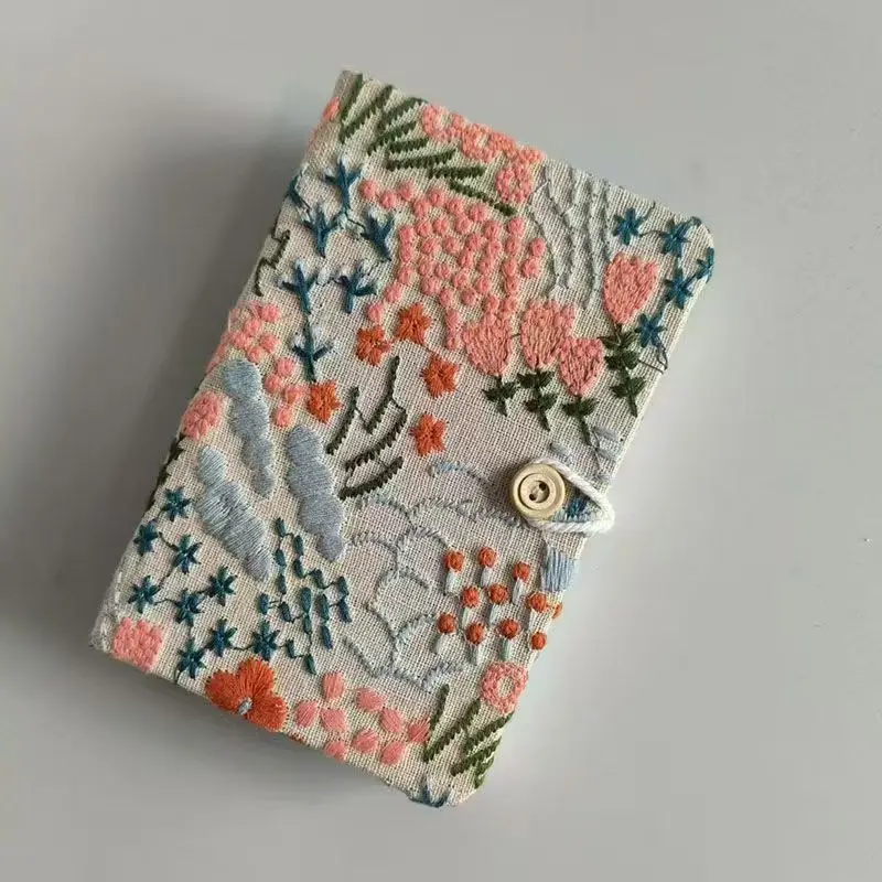 A5 و A6 النسيج التطريز زهرة البحر ختم كتاب المفكرة سجل طالب كتيب فارغ مجلة القرطاسية التطريز الحرفية