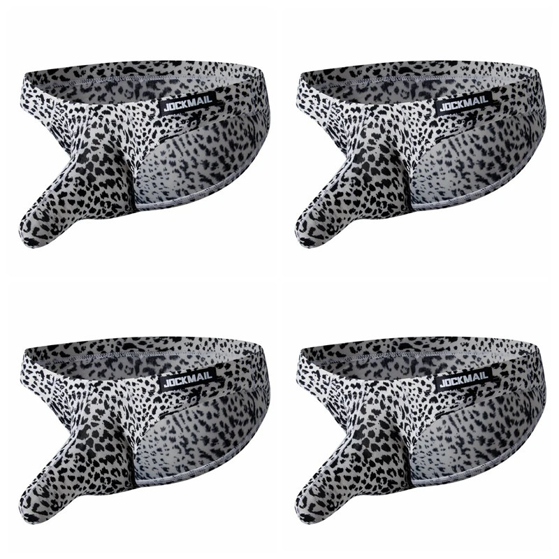 4PC JOCKMAIL Mens Underwear Briefs Eric Lingerie Sexy Leopard Elephant Panties Large Bag U Convex Sissy Calcinha Gay