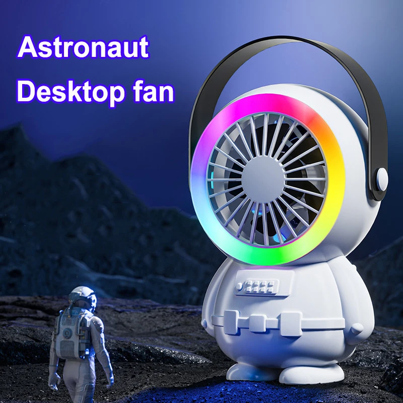 New Upgraded Portable Astronaut Fan USB Charging Desktop Silent Fan Outdoor Hiking Neck Hanging Handheld Cooling Fan