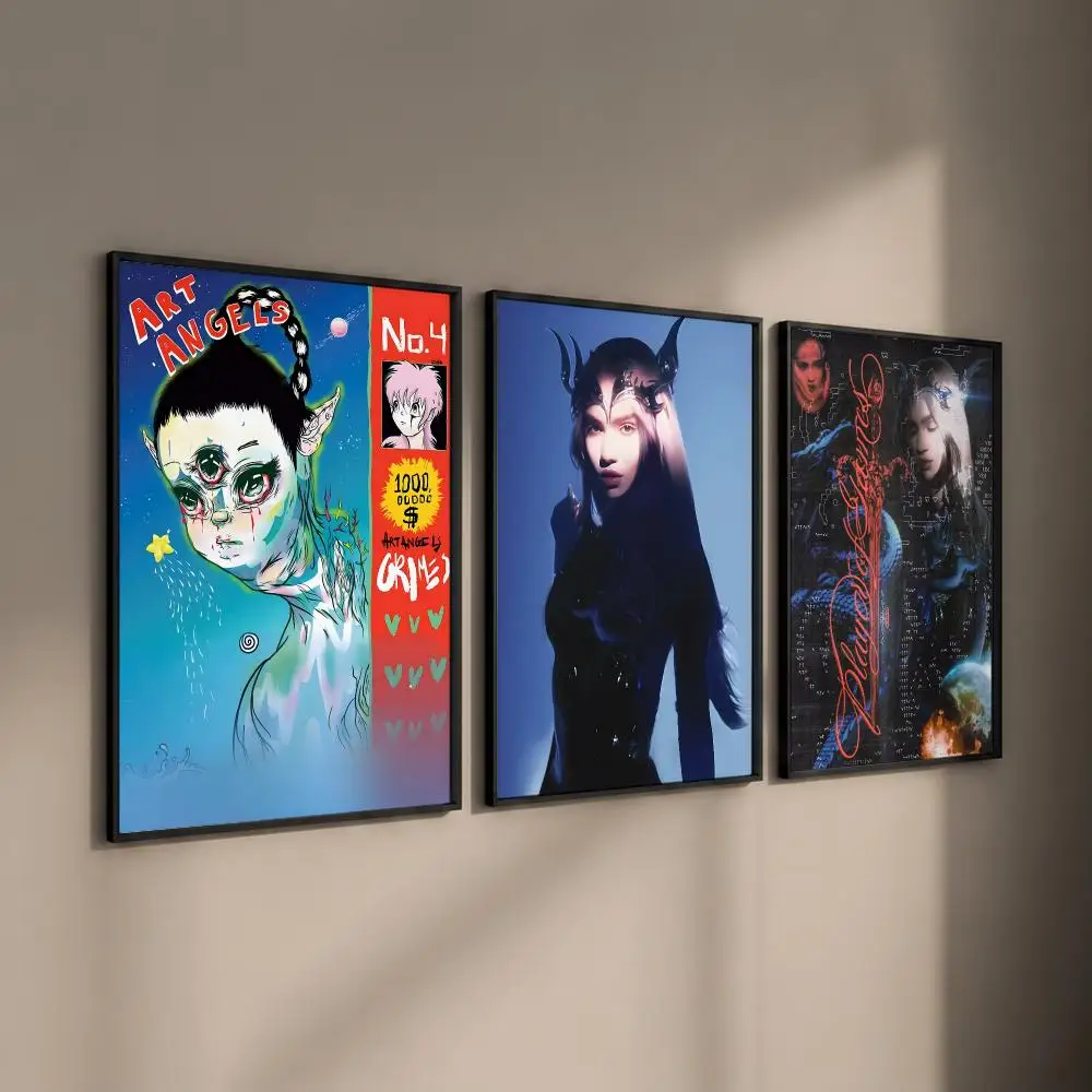 Alternative Pop Singer Grimes Poster Self-adhesive Art Waterproof Paper Sticker Coffee House Bar Room Wall Decor