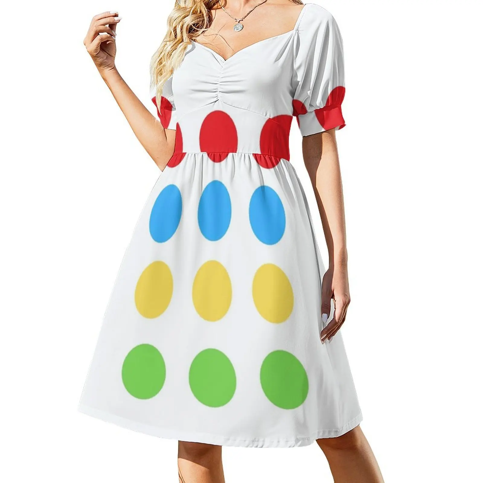 Twister jogo traje de halloween estilo coreano vestido para mulher elegante vestido casual para festa ou uso diário twister twister jogo