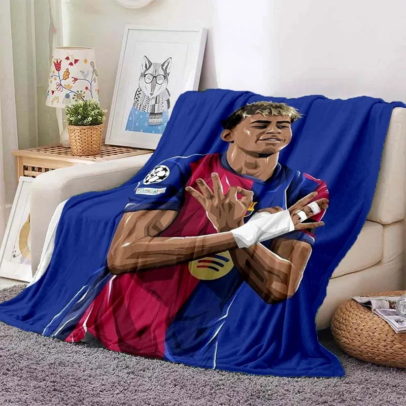 Lamine Y-Yamal No.19 Football Star Print Flannel Throw Blanket Soft Plush Warm Sofa Bed Cover Sports Fan Home Decor BirthdayGift