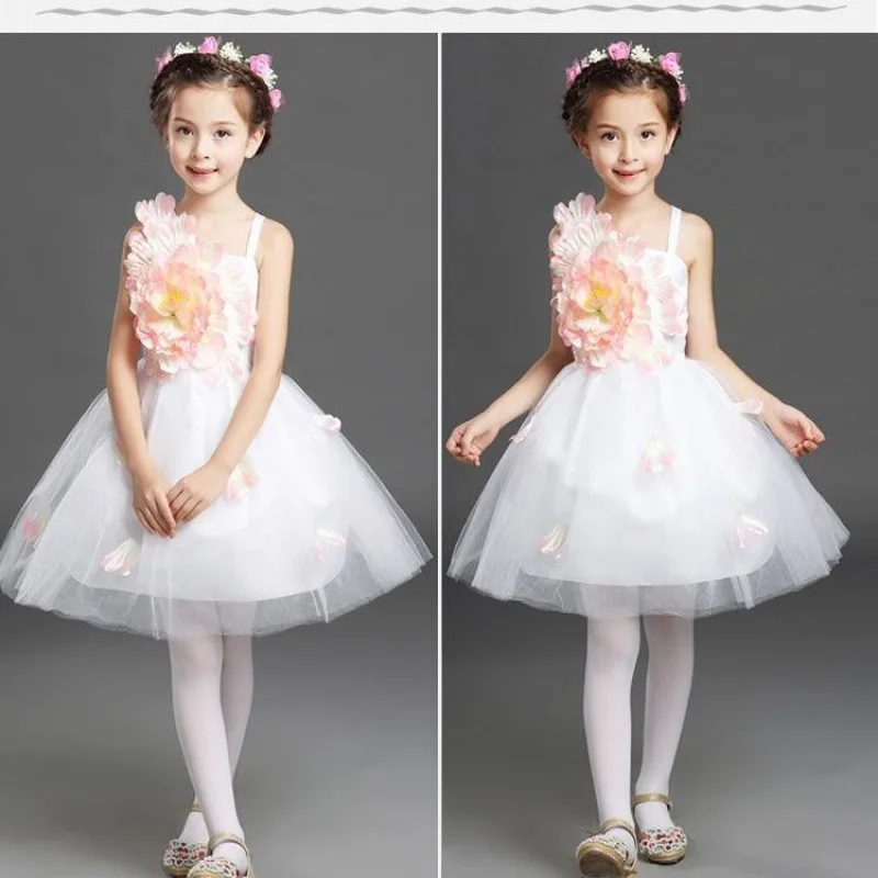 Children's dance performance attire, boys and girls choir dress, kindergarten flower princess fluffy gauze skirt performance att