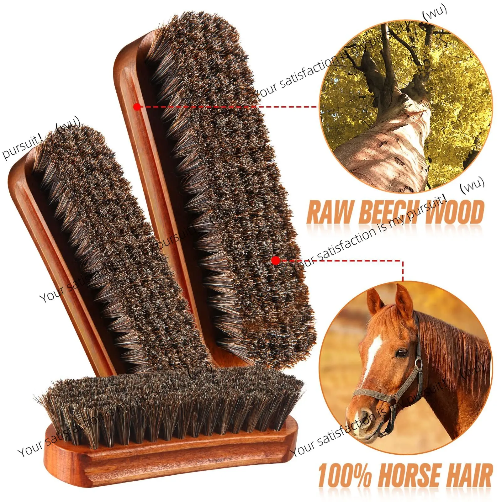 New Horsehair Leather Textile Cleaning Brush for Car Interior Furniture Apparel Bag Shine Polishing Brush Auto Wash Accessories
