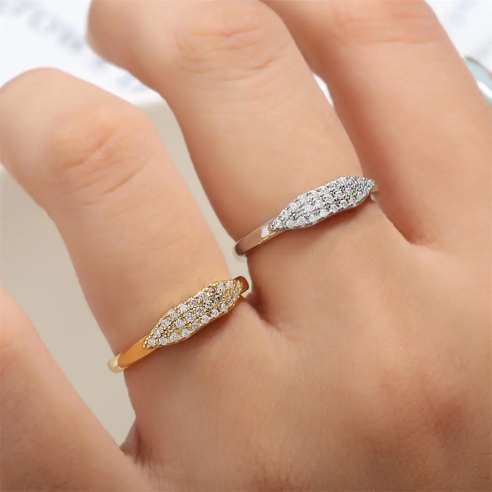 Uilz Simple Gold & Silver Two-color With Micro-set Zircon Copper Ring For Women's Trendy Fashion Daily Party Charm Jewelry Gift
