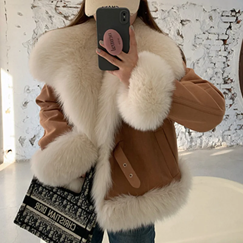 

2024 Fur Winter New Fox Fur Coat Fashion elegant Young Down Coat Goose Down Inner Liner coat