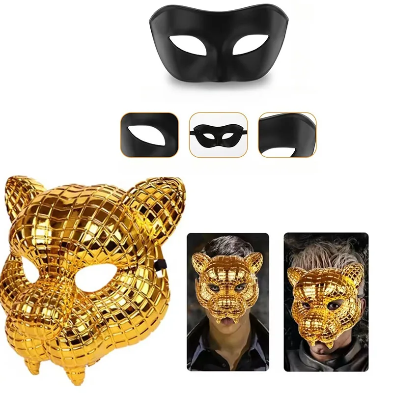 Pareja de máscara disfrazada de encaje negro elegante máscara de bola de fiesta de plástico adecuada para Halloween y accesorios de fiesta de disfraces