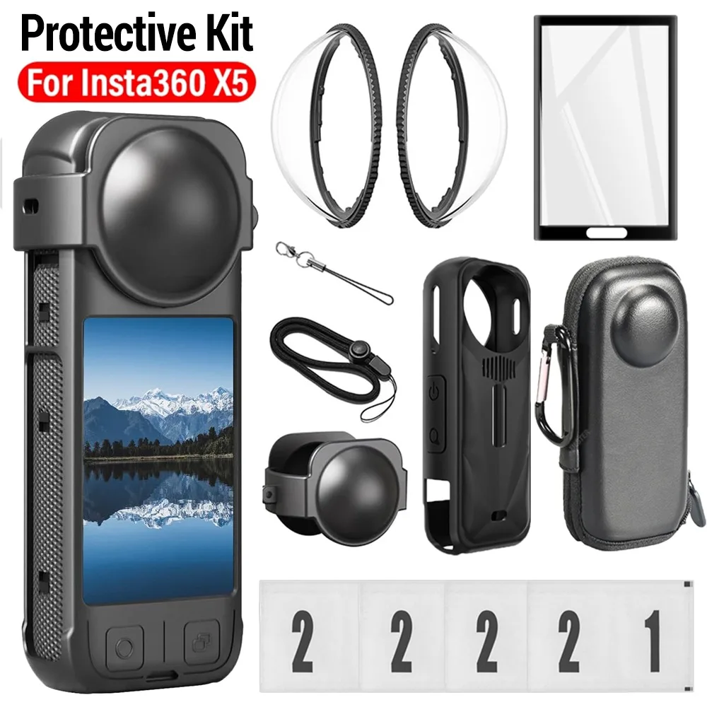 For Insta360 X5 Lens Guard Silicone Protective Cover Screen Protectors Camera Storage Bags Camera Protective Accessories Kits