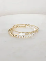 Vlen 18K Gold Plated Beads Cross Bracelet Christian Jewelry for Women Graduation Gifts for Her Faith-Based Beaded Stackable