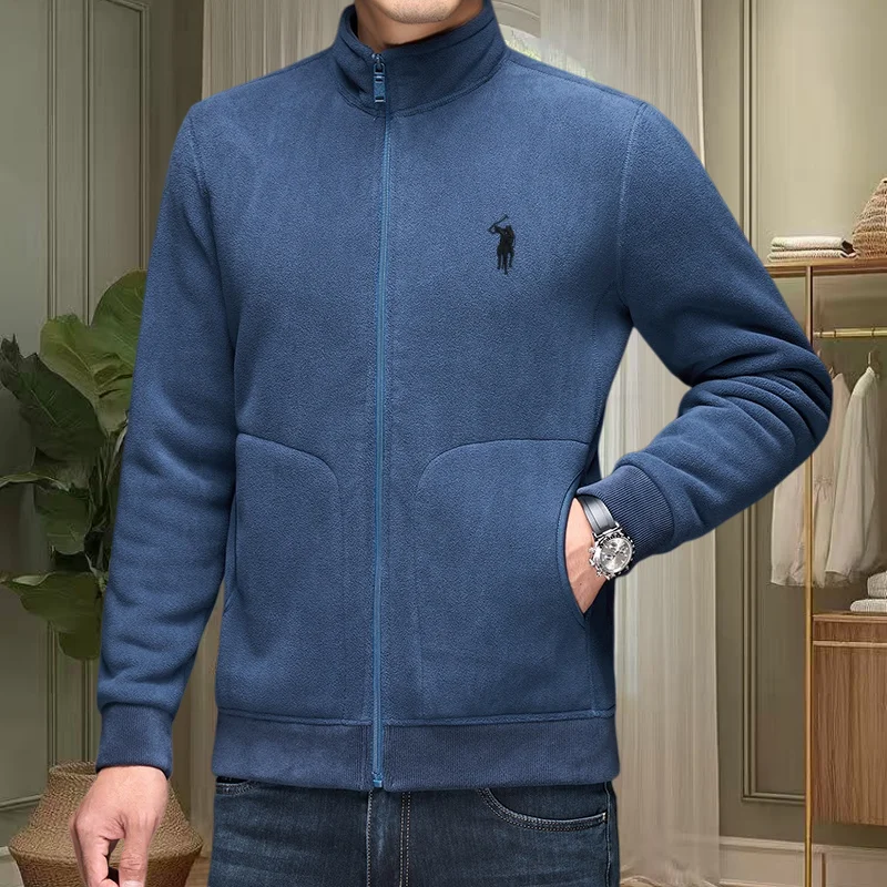 

High end brand autumn winter new item Paul brand exquisite embroidery thick jacket mens high-quality velvet warm zipper cardigan