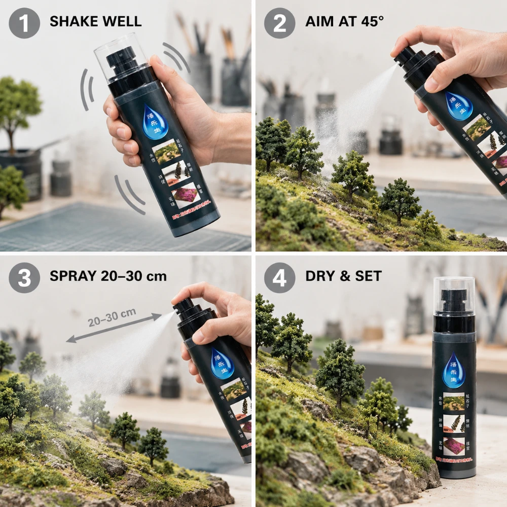 60/100/120ML Model Scenery Spray Glue Water-Based for Sand Table Railway Military Miniature Scene Powder Stone Sand Fix Grass