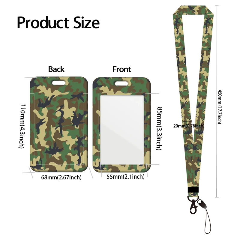 Portatarjetas de camuflaje, llavero con cordón para hombre, identificación, tarjeta de crédito, correa para el cuello, cuerda para colgar, accesorios para credenciales Lariat