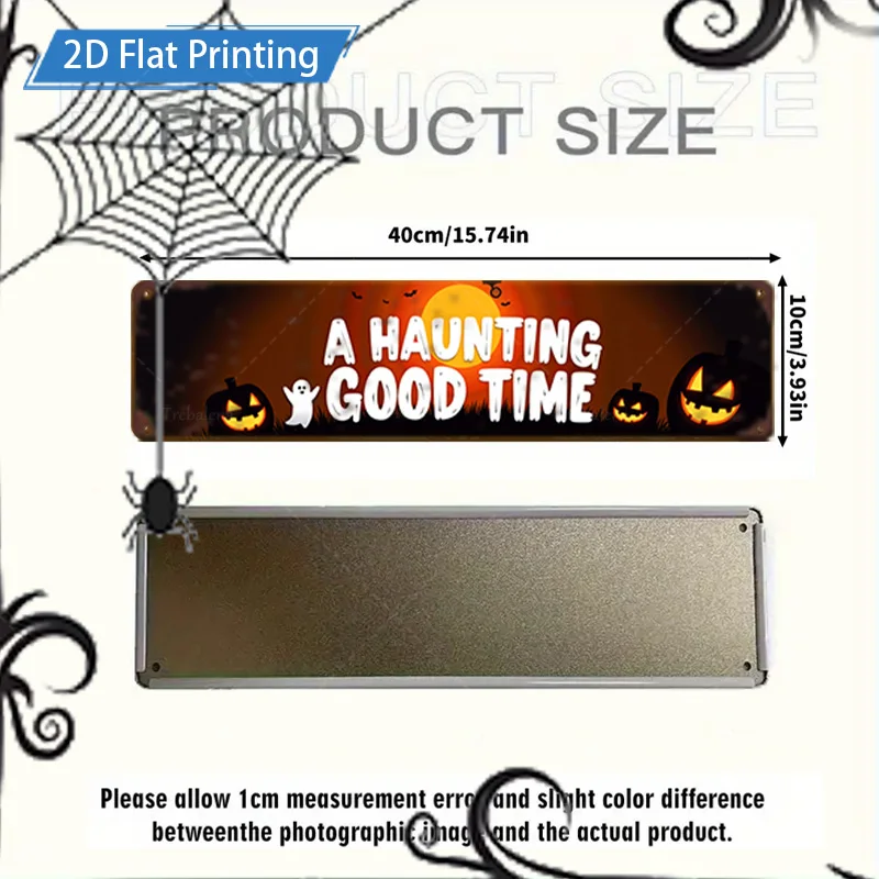 1 قطعة علامة معدنية ، 4x16 بوصة هالوين مسكون وقت جيد علامة معدنية ، اليقطين شبح الخفافيش ديكور للحزب