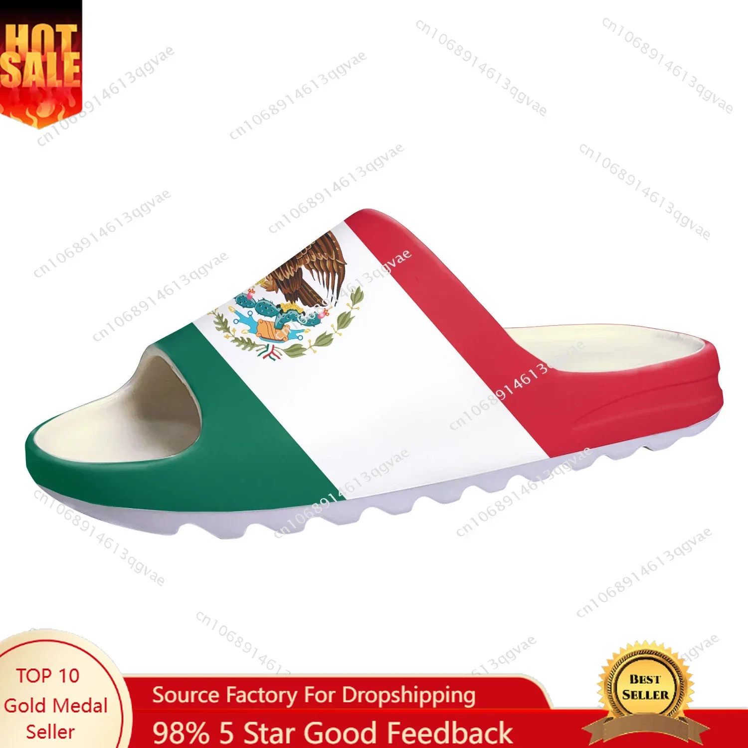 

Mexican Flag Soft Sole Sllipers Home Clogs Step on Water Shoes Mens Womens Teenager Mexico Bathroom Customize on Shit Sandals