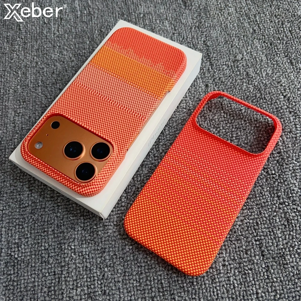 Coque magnétique Magsafe en fibre de carbone à motifs fins pour iPhone 17 16 Plus 15 Pro Max 14 13 12, coque de protection PC sans cadre
