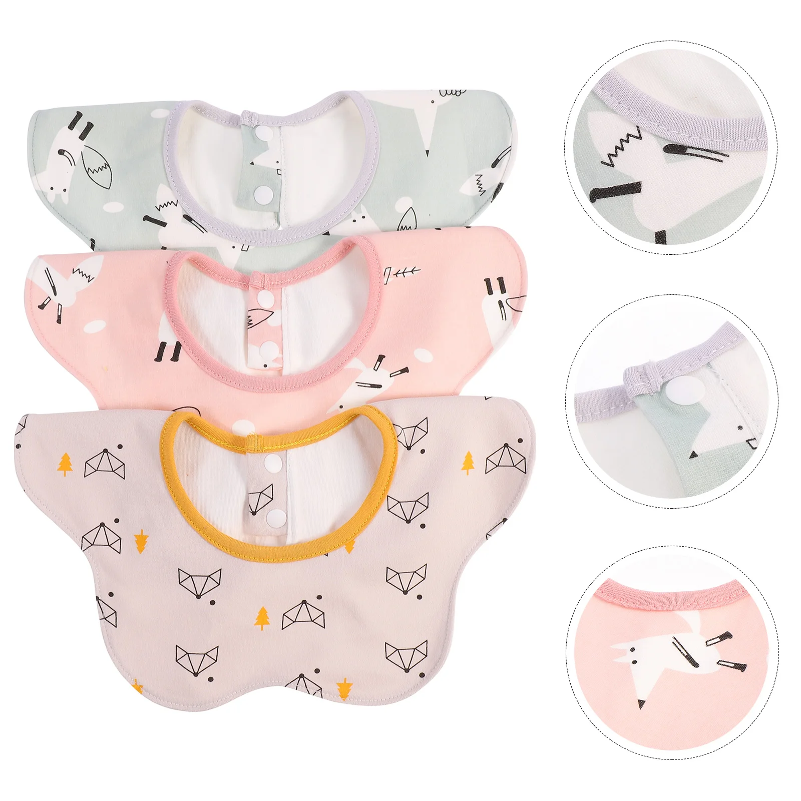 3 قطع مريلة دوارة لإطعام الأطفال الصغار، منشفة لعاب الأطفال، مرايل قطنية لتناول الطعام