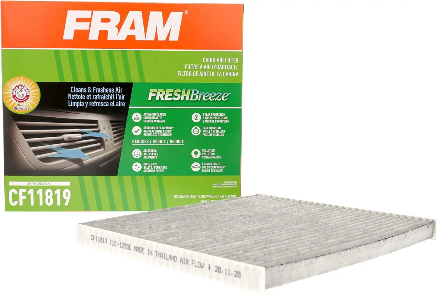 

Замена воздушного фильтра салона Fresh Breeze для автомобильного пассажирского отсека с рычагом и молотком для выпечки газировки, простая установка, CF11819 для