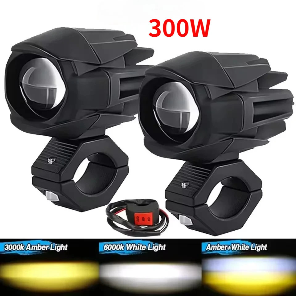 300W Motorcycle LED Mini Lens Spotlights Off Road Driving Light For ATV UTV Truck 4x4 F800GS F700GS Fog Light Auxiliary Light