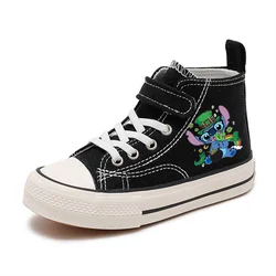 High-top Lilo Stitch Cartoon comfort Shoes Kid Canvas Boys Sport Shoes Girls Disney Casual  Children Print Boys Tennis Shoes