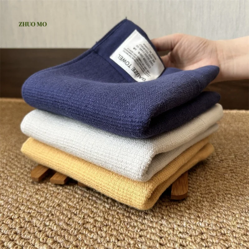 Air cotton new pure cotton Towel bathroom plain simple solid color wrinkled gauze hotel homestay absorbent soft skin friendly