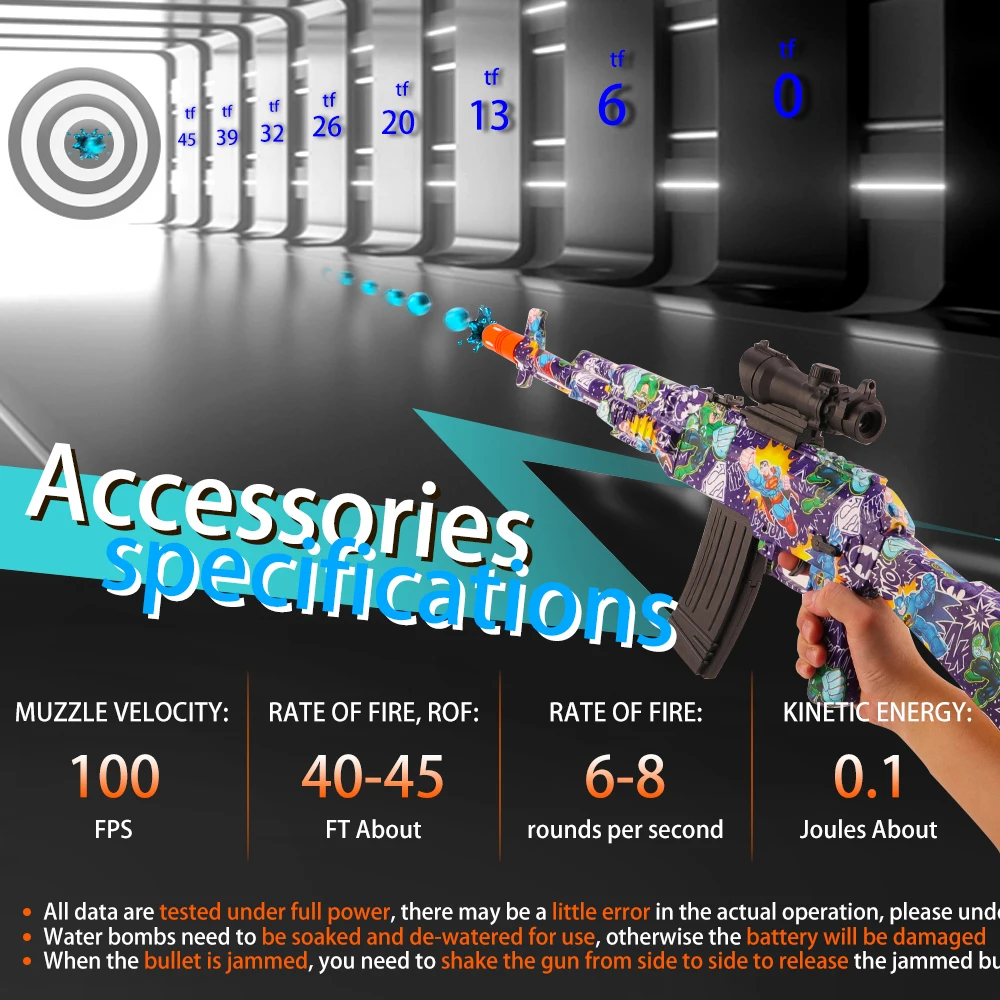 ​ ​ AK-47 Splatter Ball Blaster ​ ​   - Automatische/handmatige schakelaar en snelbrandfunctie Buitenschietspeelgoed (kogels exclusief)