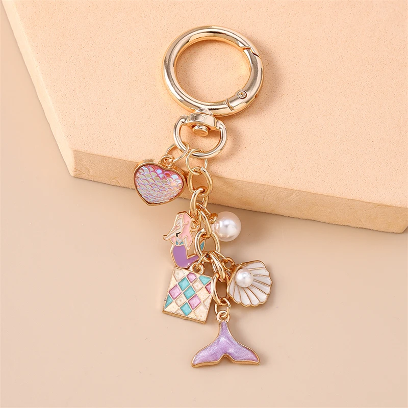 Modische Sommer-Strand-Schlüsselanhänger mit Seestern und Muschel für Damen und Herren, Auto-Schlüssel, Handtaschen-Anhänger, DIY-Schmuckzubehör – Detail 6