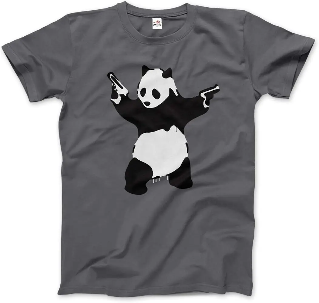 

Banksy Pandamonium Armed Panda T-Shirt High Quality 100%Cotton Short Sleeve