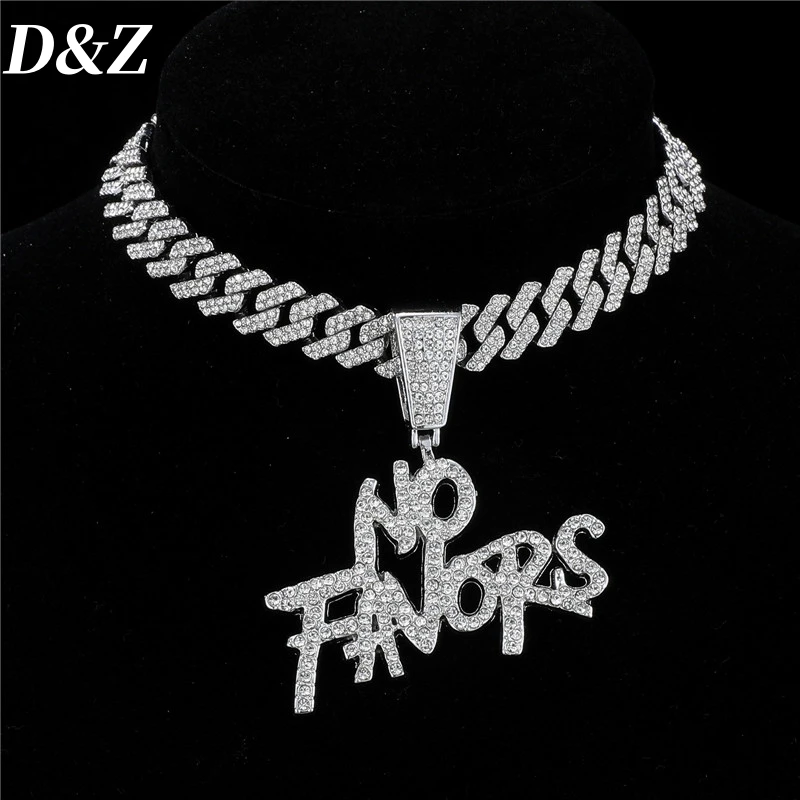 D & Z-Cadeias pingente de letra pop hip para homens, correntes geladas, cheias de zircônia cúbica, charme do rapper, presente da joalheria, moda